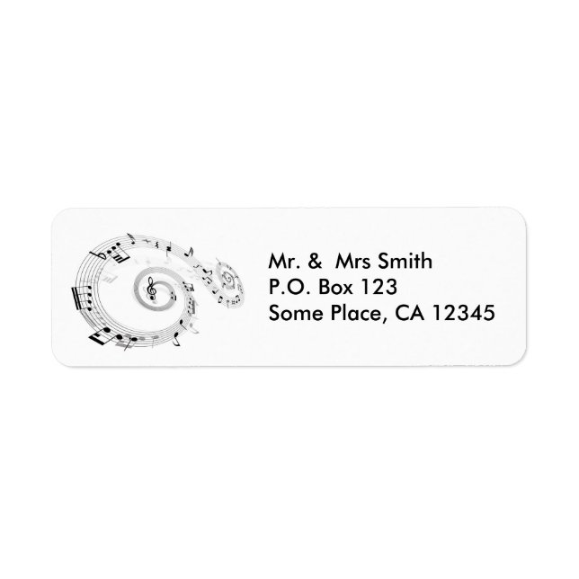 Twirling Musical Notes Return Address Label (Front)