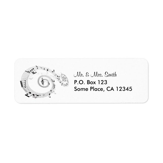 Twirling Musical Notes Return Address Label (Front)