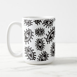 Twirly eyes white coffee mug