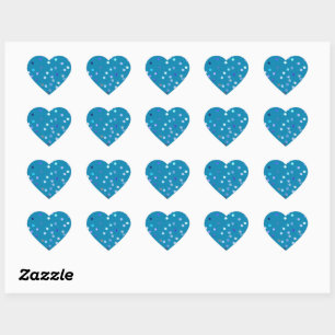 Twirly Polka Dot Blue Heart Stickers