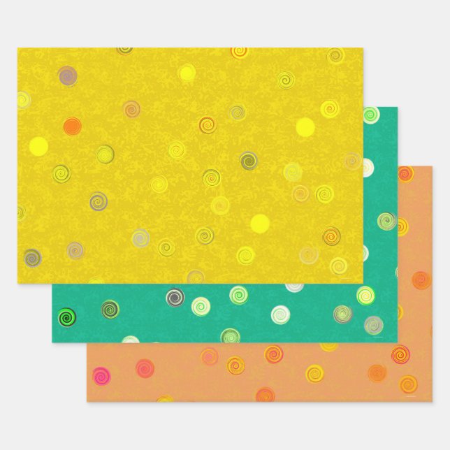 Twirly Polka Dot Gift Wrap - 3 Colours (Set)