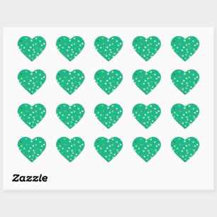 Twirly Polka Dot Green Heart Stickers