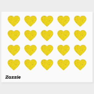 Twirly Polka Dot Yellow Heart Stickers