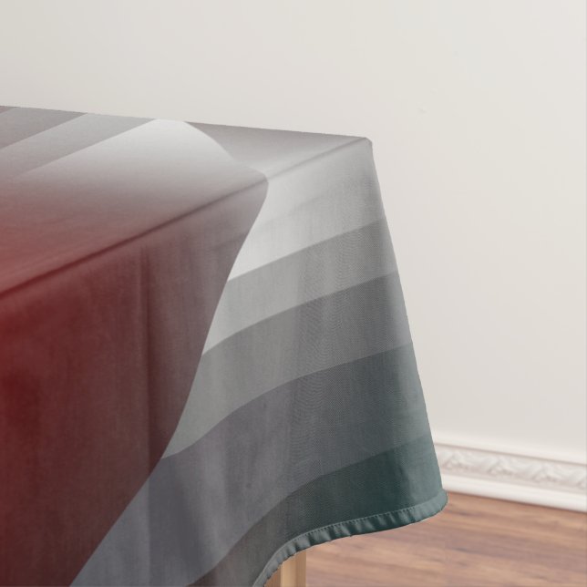 Twist of grey on teal burgundy tablecloth (In Situ)