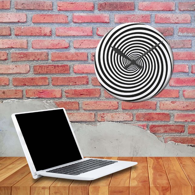 Twist Time Hypnosis Spiral Clock (Add a twist to your space with our black and white Hypnosis spiral wall clock!)