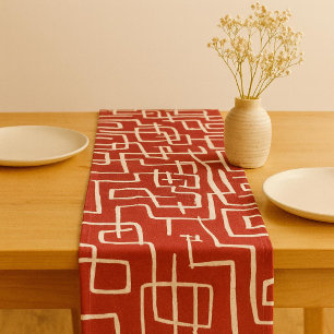 Twist & Turn Red White Short Table Runner