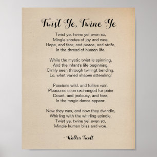 Twist Ye Twine Ye Poem by Walter Scott Vintage Poster