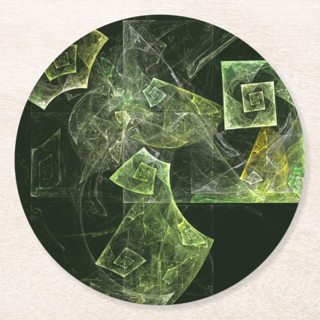 Twisted Balance Abstract Art Round Paper Coaster (Front)
