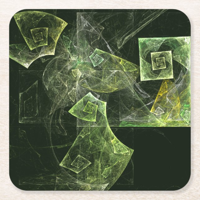 Twisted Balance Abstract Art Square Paper Coaster (Front)