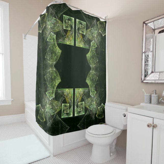 Twisted Balance Fractal Geometry Light Abstract Shower Curtain (In Situ)