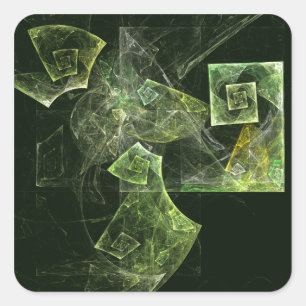 Twisted Balance Fractal Geometry Light Abstract Square Sticker