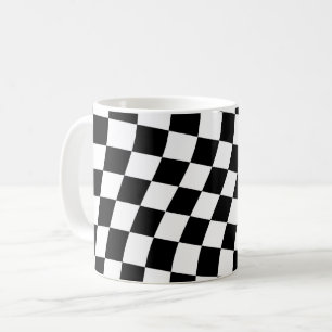 Twisted Black and White Chequered Square Pattern  Coffee Mug