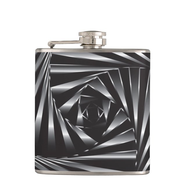 Twisted – Black Steel Hip Flask (Front)