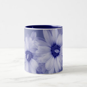 twisted blue petals Two-Tone coffee mug