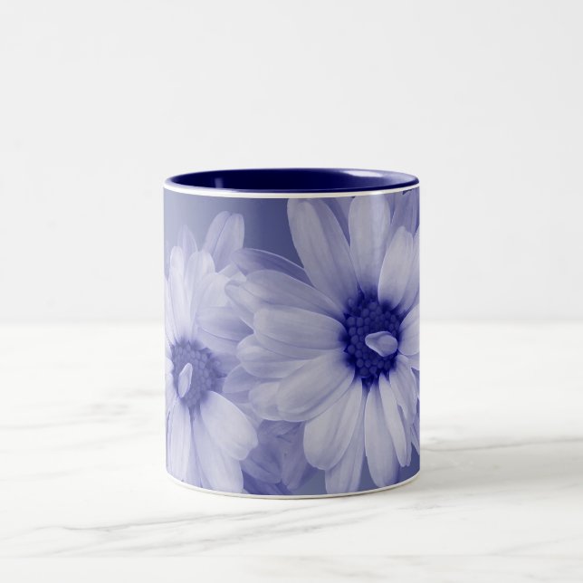 twisted blue petals Two-Tone coffee mug (Center)