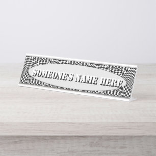 Twisted Checkers by Kenneth Yoncich Desk Name Plate