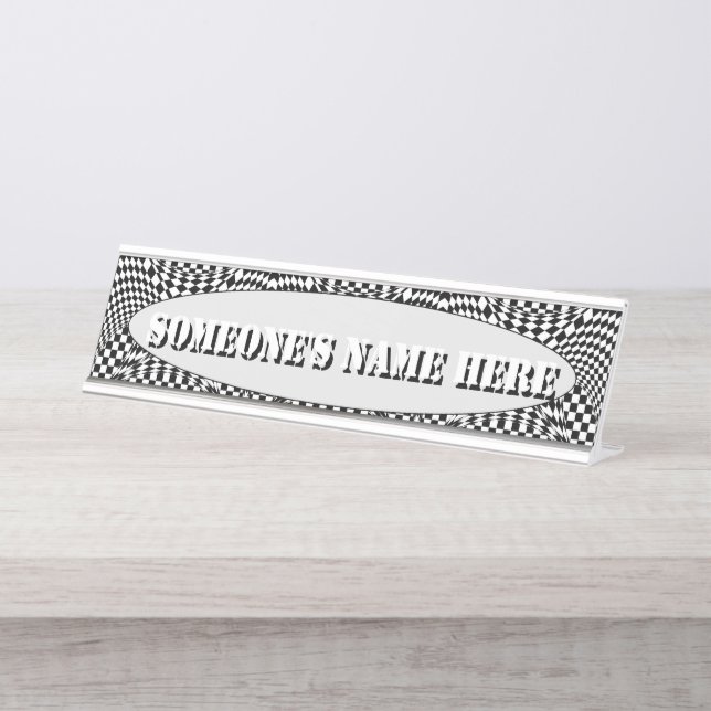Twisted Checkers by Kenneth Yoncich Desk Name Plate (Front)