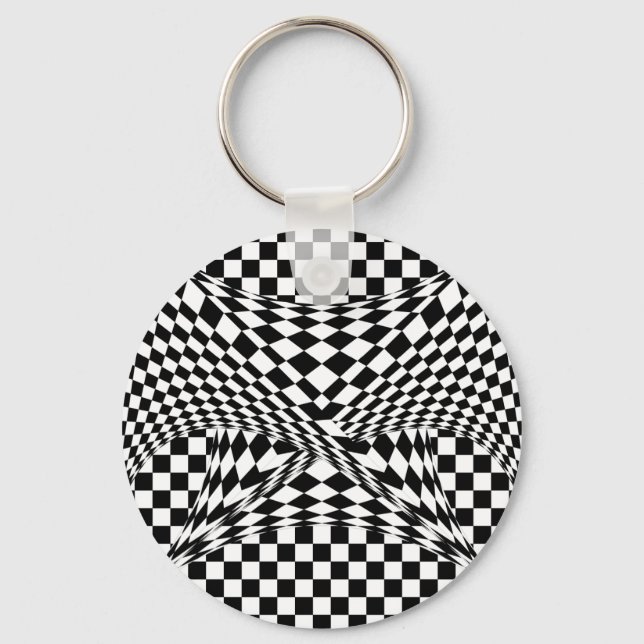 Twisted Checkers by Kenneth Yoncich Key Ring (Front)