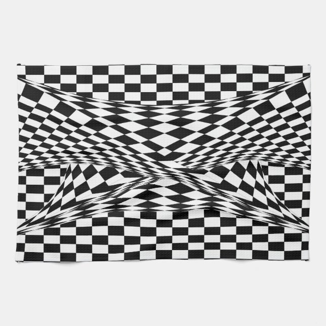 Twisted Checkers by Kenneth Yoncich Tea Towel (Horizontal)
