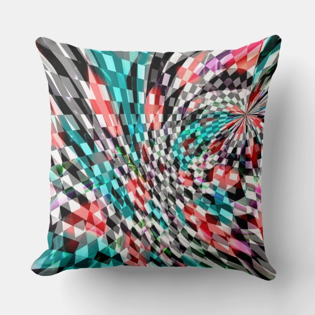 Twisted chess under red and blue colour, panorama  cushion (Front)