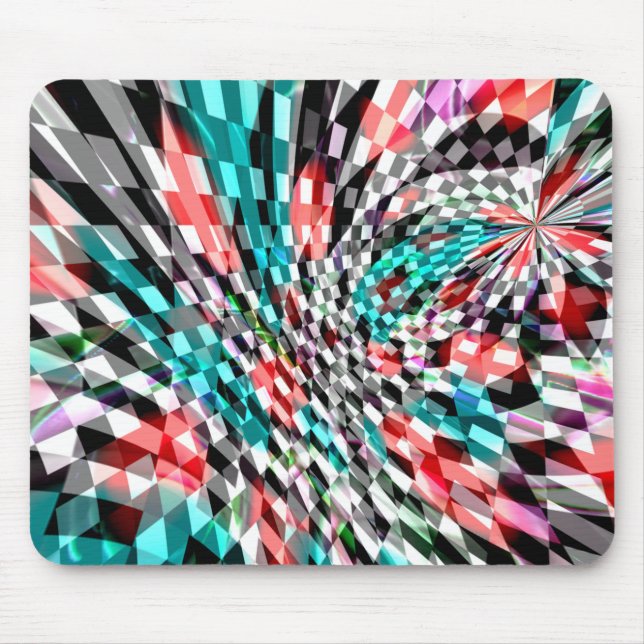Twisted chess under red and blue colour, panorama  mouse pad (Front)