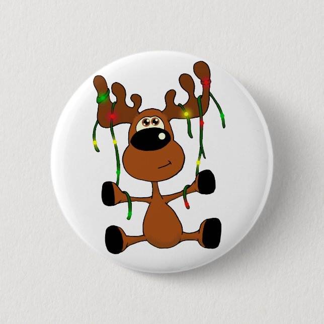 Twisted Christmas Moose 6 Cm Round Badge (Front)