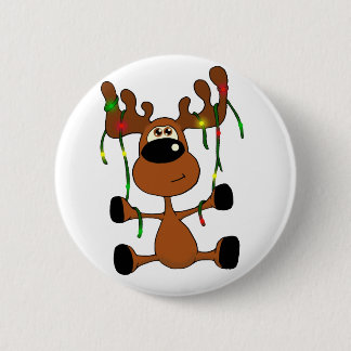 Twisted Christmas Moose 6 Cm Round Badge