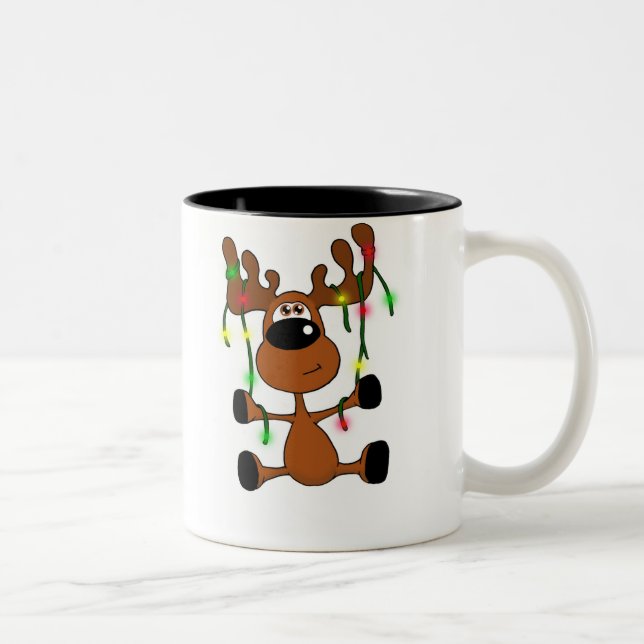 Twisted Christmas Moose Two-Tone Coffee Mug (Right)