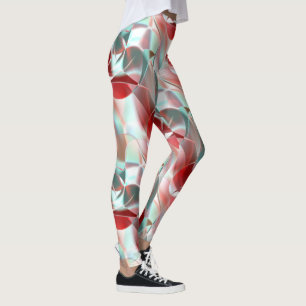 Twisted circular pieces in flashy red to coral th leggings