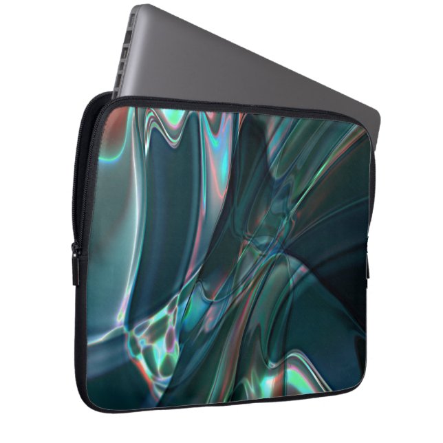 Twisted curves in dark shades to silvery light laptop sleeve (Front Right)