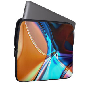 Twisted curves in nickeled blue and acrylic orange laptop sleeve