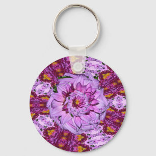 Twisted Dahlia Flower Key Ring