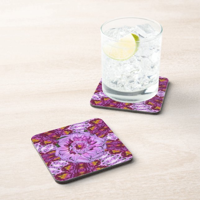 Twisted Dahlia Flowers CORK COASTERS set of 6 (Right Side)