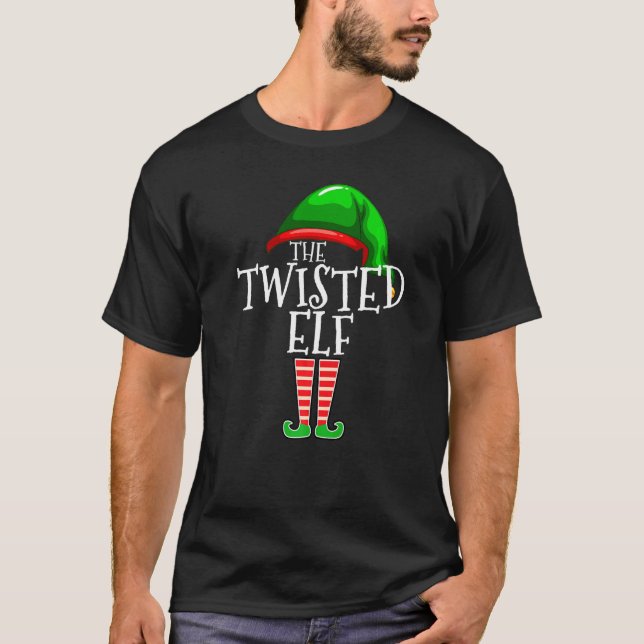 Twisted Elf  Family Matching Group Christmas  Squa T-Shirt (Front)