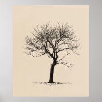 Twisted Gnarled old tree minimalist line art