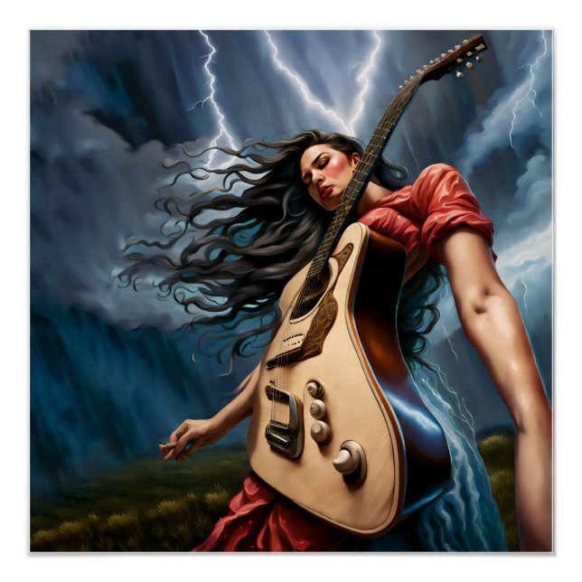 Twisted Guitar Woman Poster (Front)
