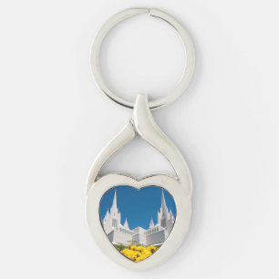 Twisted Heart Metal Keychain San Diego Temple