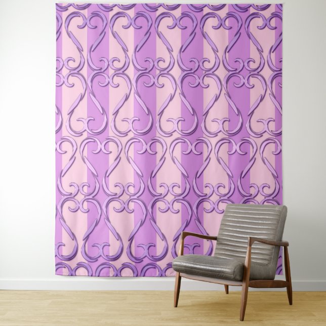 Twisted Hearts Pink & Purple Photography Backdrop Tapestry (In Situ)