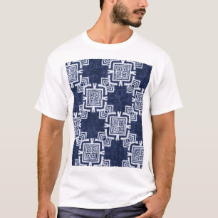 Twisted indigo chequered textured background. T-Shirt