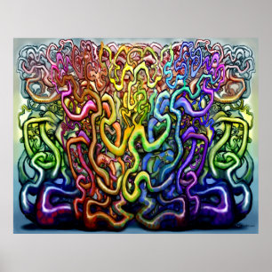 Twisted Interwoven Rainbow Colors Poster