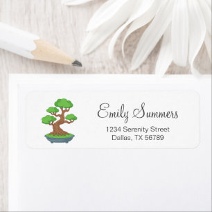 Twisted Japanese Bonsai Tree Address Return Address Label