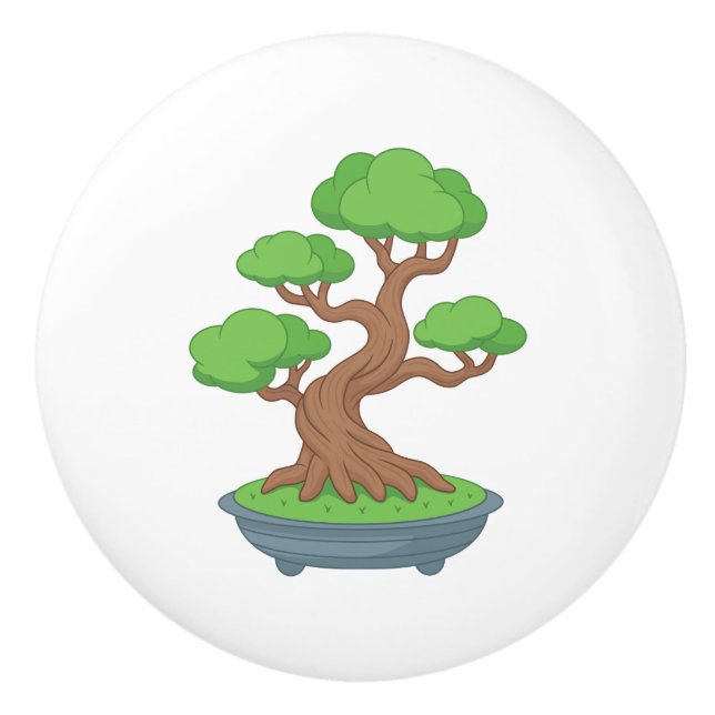 Twisted Japanese Bonsai Tree Ceramic Knob (Front)