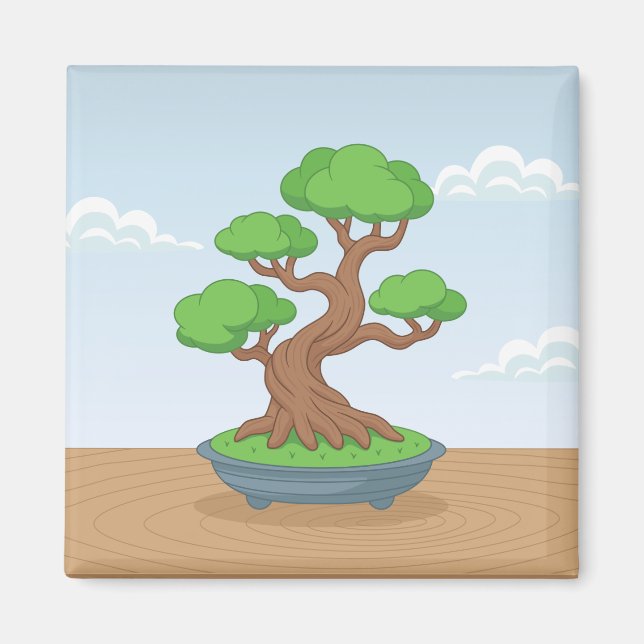 Twisted Japanese Bonsai Tree on Table Magnet (Front)