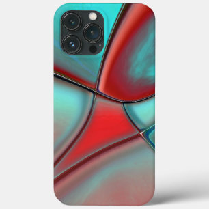 Twisted plates with convex edge red and turquoise  iPhone 13 pro max case