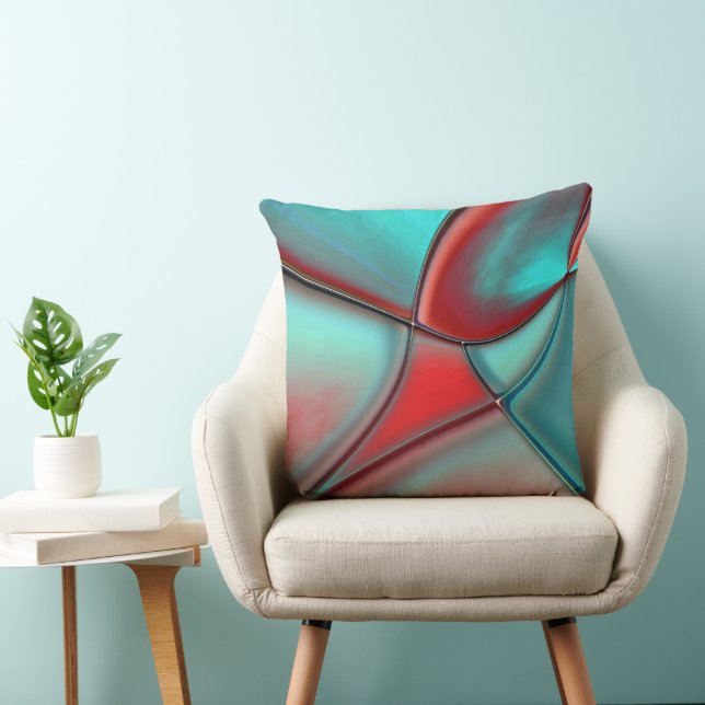 Twisted plates with convex edge red and turquoise cushion (Chair)