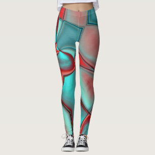 Twisted plates with convex edge red and turquoise  leggings