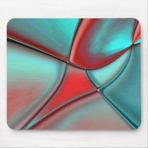 Twisted plates with convex edge red and turquoise  mouse pad