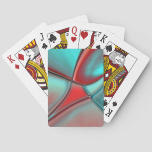 Twisted plates with convex edge red and turquoise  playing cards