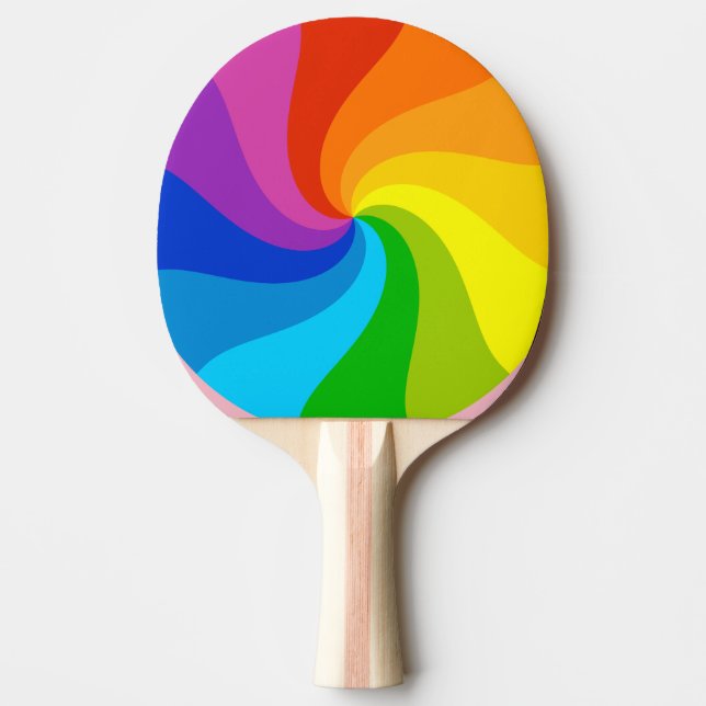Twisted Rainbow Ping Pong Paddle (Front)