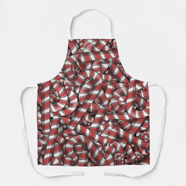 Twisted Red Striped Abstract Candy Canes Apron (Front)